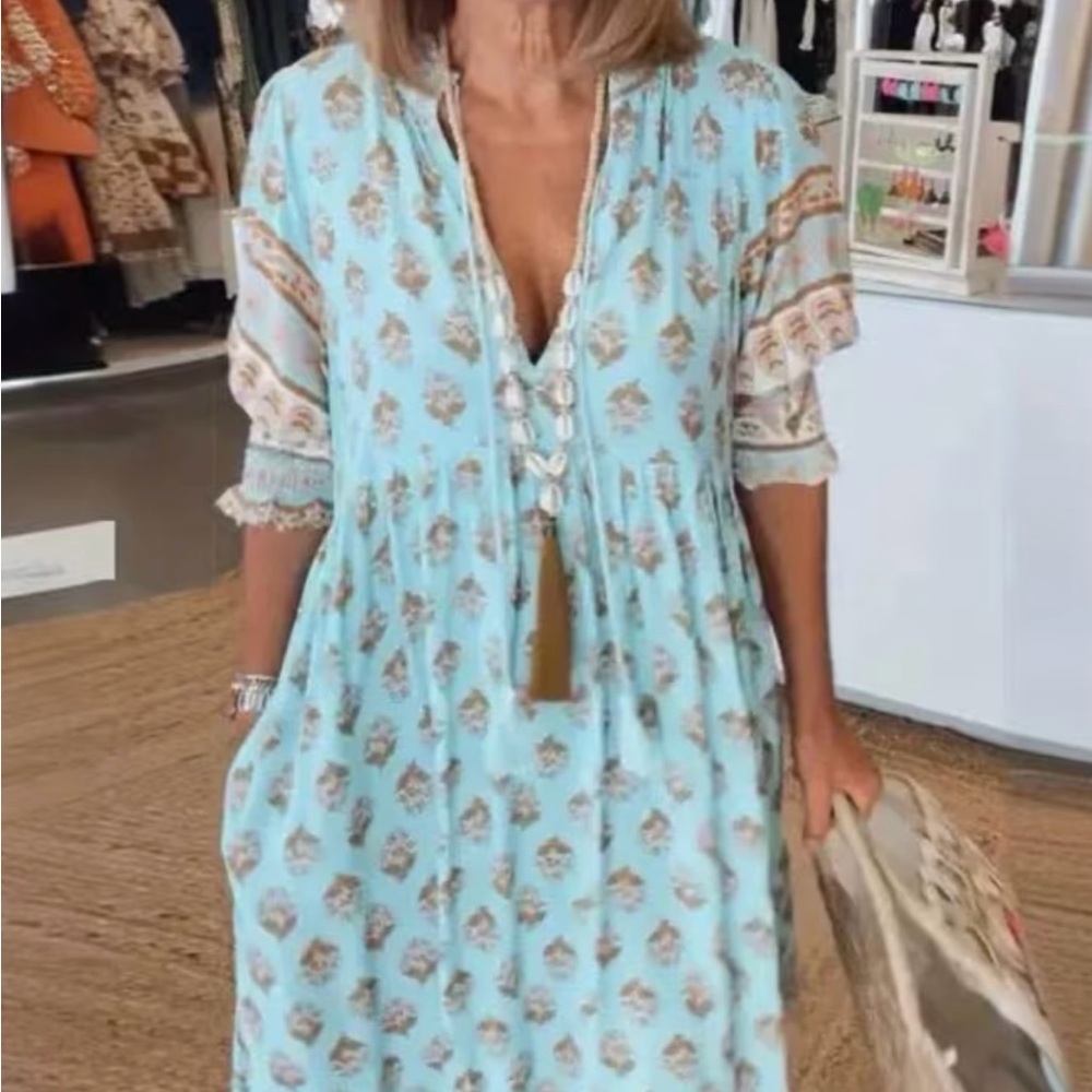Bohemian Blue Floral Dress